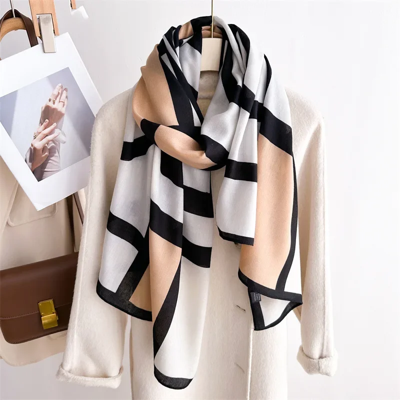 Luxury Cotton Linen Scarf Women Large Shawls Design Hijab Echarpe Print Scarves Lady Beach Stole Muffler Foulard Neck Headband