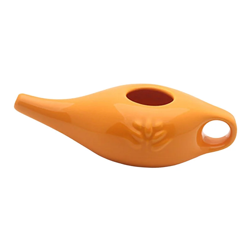 250Ml Ceramic Neti Pot Nose Cleaning Pot Durable Leakproof Spout Pot for Nasal Rinsing Nose Washing Men and Women,Orange