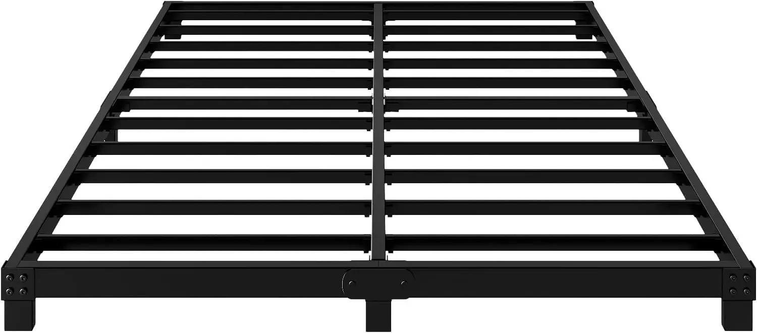 Frame - 4 Inch Platform Low Bed Frame, 3600lbs Heavy Duty Metal Bed Frame, Queen Bed Frame No Box Spring Needed - Easy