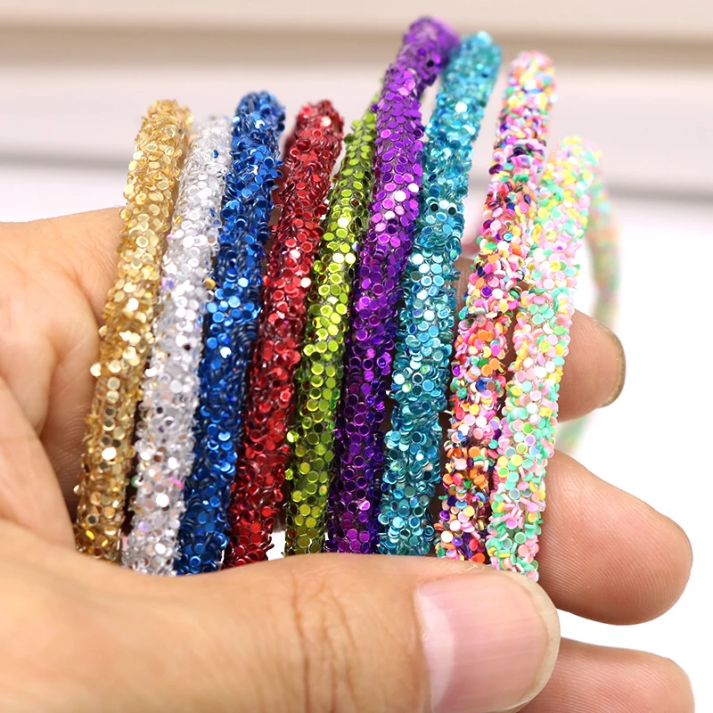 1yard 6mm Resin Glitter Rope Tube Cord Sequin Trimming DIY Jewelry Bracelet Necklace Garment Shoes Party Decoration Wedding