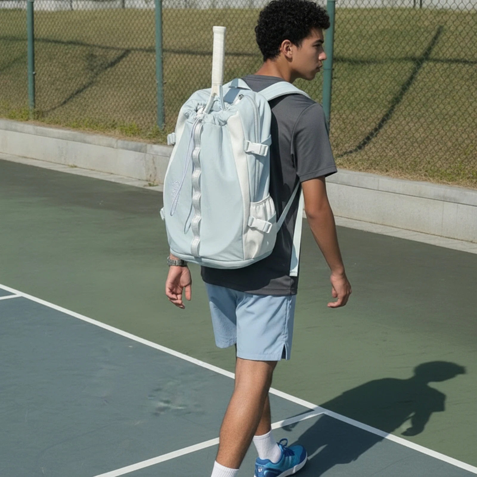 Tennis Bag with Shoe Compartment Reflective Tennis Backpack with Shoe Compartment Badminton Bag Padded for Sports Training