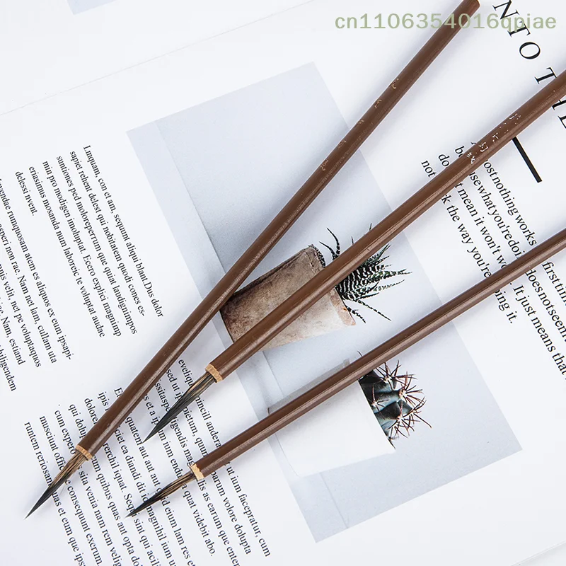 （Summer4）3pcs Weasel Hair Hook Line Fine Paint Brush Calligraphy Brush Pen Art Stationary