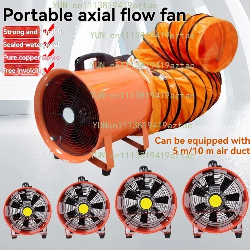 Portable exhaust fan, exhaust blower, portable axial fan, 220V, for tunnel painting and industrial ventilation.