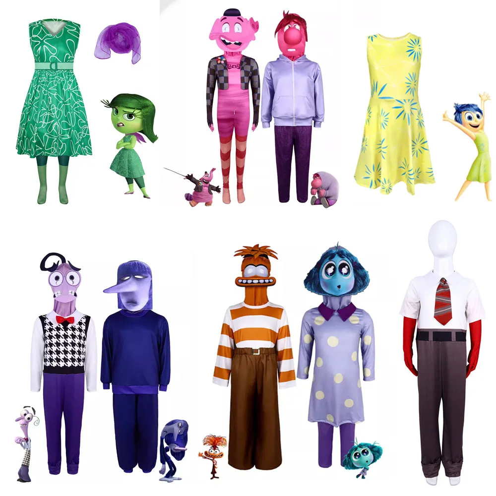 New Inside Out2 Anime Movie Joy Cospaly Costume Joy Anger Fear Cos Stroje dla dorosłych dzieci Halloween Kostium sceniczny