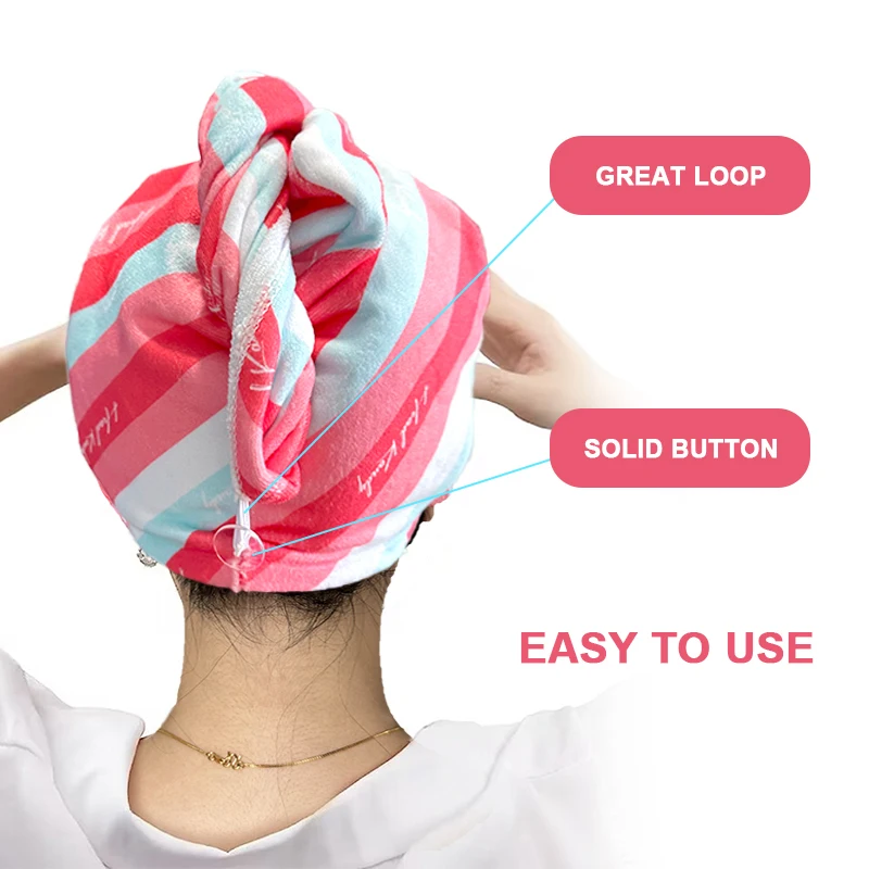 1PC Microfiber Hair Fast Drying Dryer Towel Bath Wrap Hat Quick Cap Turban Dry Quick Drying Lady Household Bath Tools