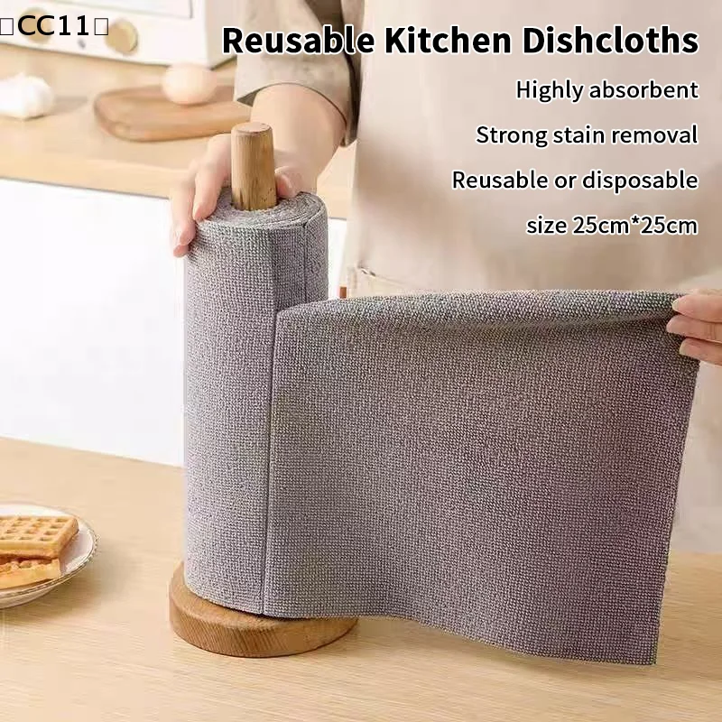 Tear-off Cleaning Cloth Roll Durable Reusable Dish Towel For Kitchen Greaseproof And Quick Drying Microfiber Hand-tear Rag〔CC11〕