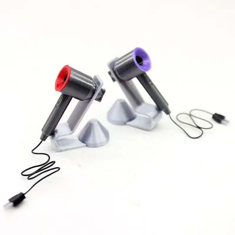 

Miniature Hair Dryer Set Dollhouse Mini Hairdryer with Stand Model Scene Accessory for Doll House Decor DIY Craft Dioramas
