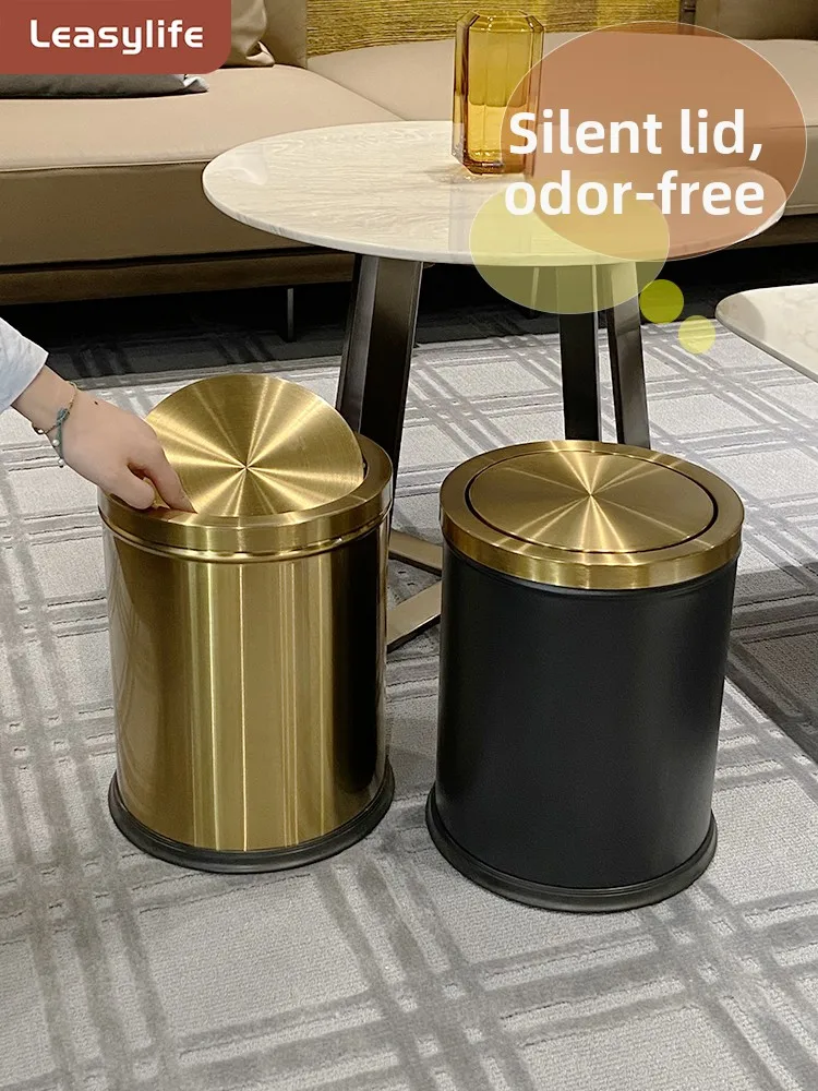 

Тройник из нержавеющей стали для домашнего использования, золотой новый откидной чехол для унитаза, роскошный маленький размер, мусорное ведро для кухни, спальни