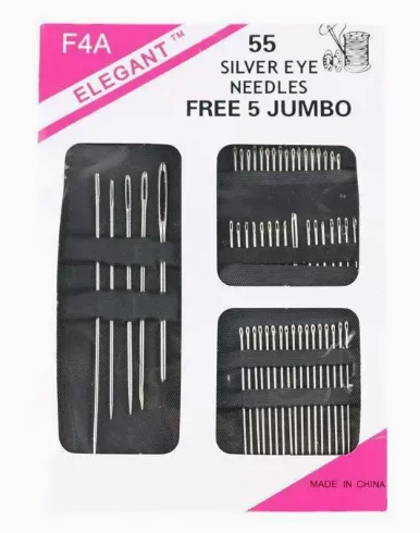 vvocci 55 Pieces Stainless Steel Big Eye Hand Sewing Needles Set with Different Sizes for Sewing Needlework Embroidery Needles