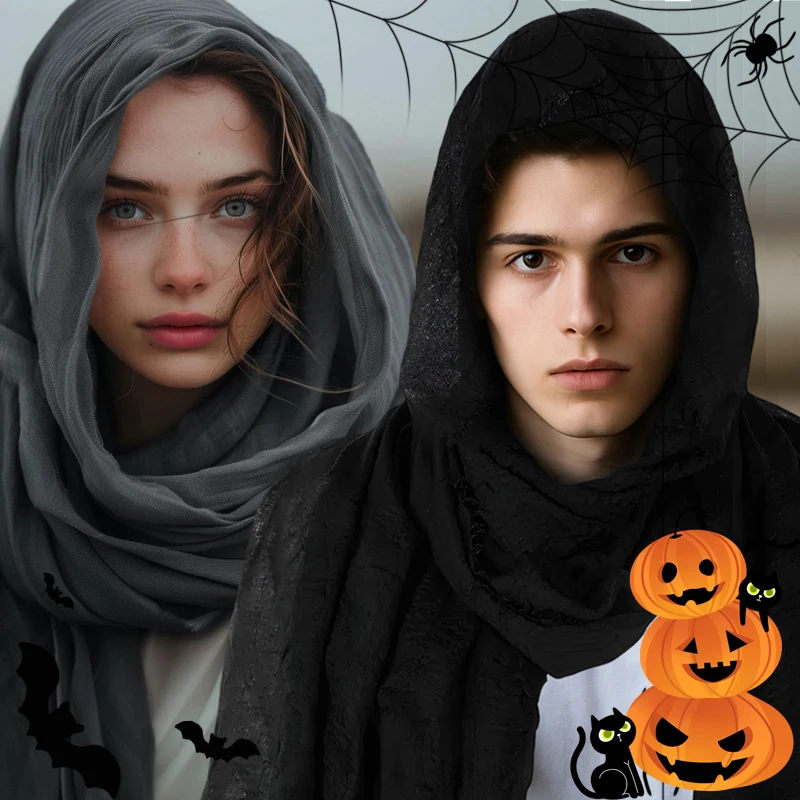 

Medieval Hooded Hair Scarf for Halloween Cosplay Renaissance Festival Fashion Unisex Headwear Shawl Headscarf Bandanas Accessory