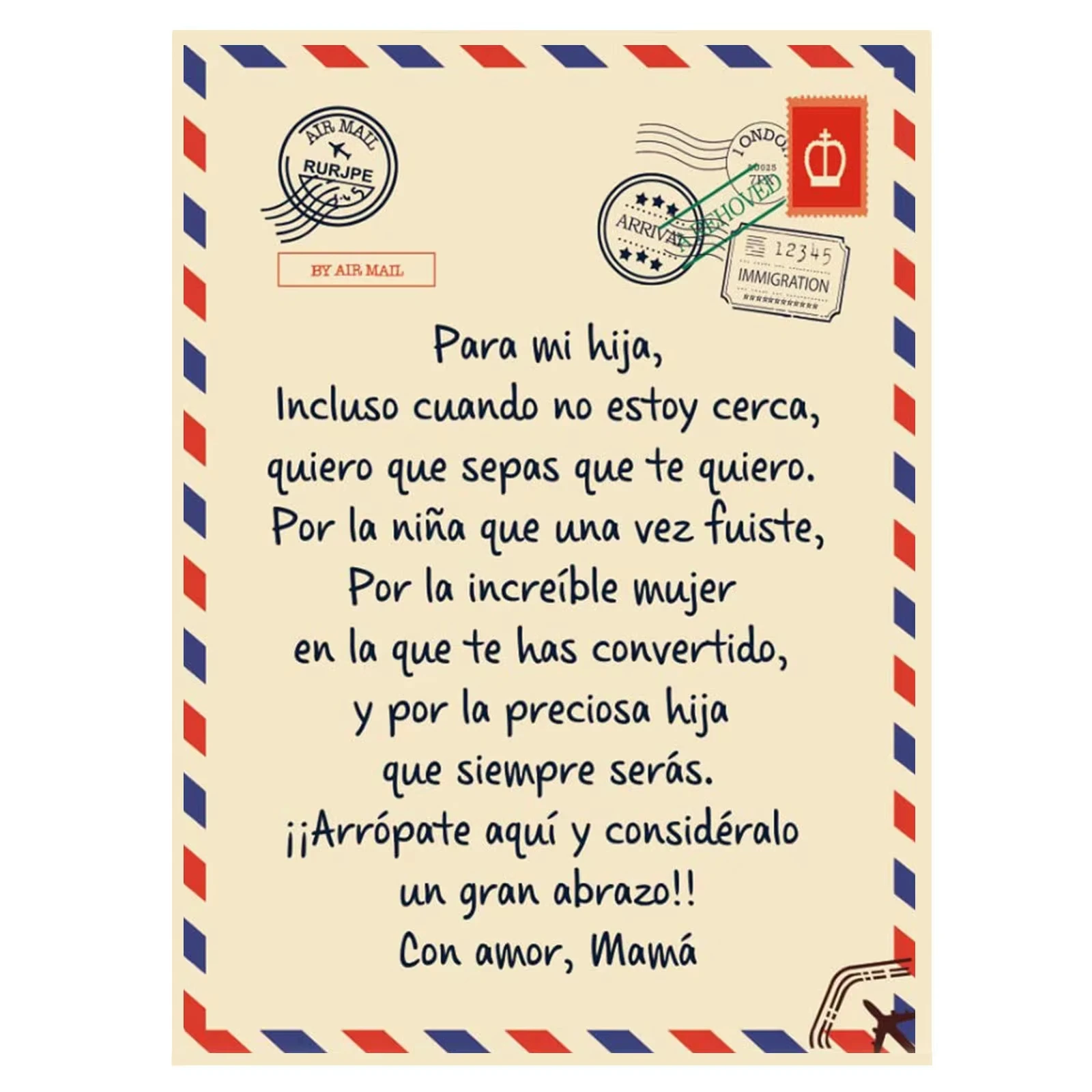 Mom To Daughter/Son Spanish Message Flannel Blanket -  Beach Picnic | Express Love Manta