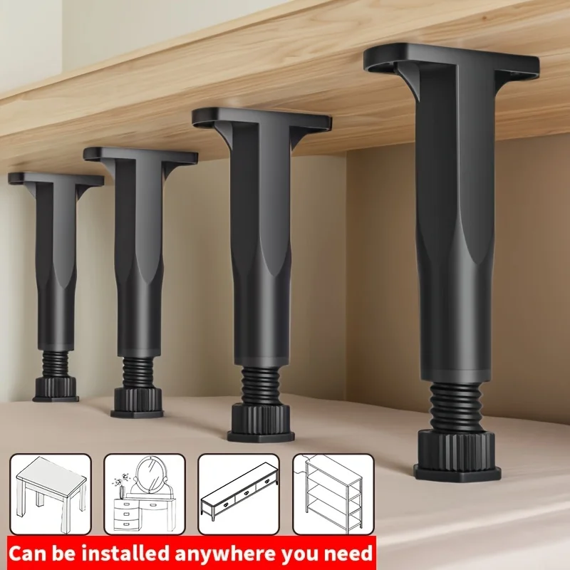 

4 упаковки сверхмощных нескользящих пластиковых опорных ножек каркаса кровати, 13-22 см, регулируемые по высоте, прочные стойки для центральной доски для мебели