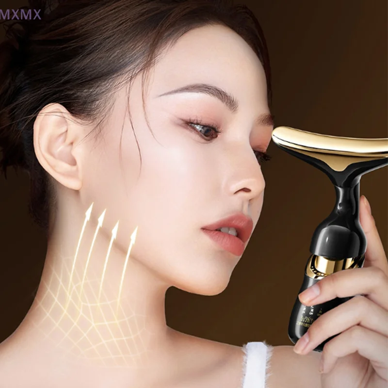 NEW 3 In 1 Neck Facial Eye Massage Introducer Microcurrent Skin Rejuvenation Anti Aging Beauty Device Face Massager