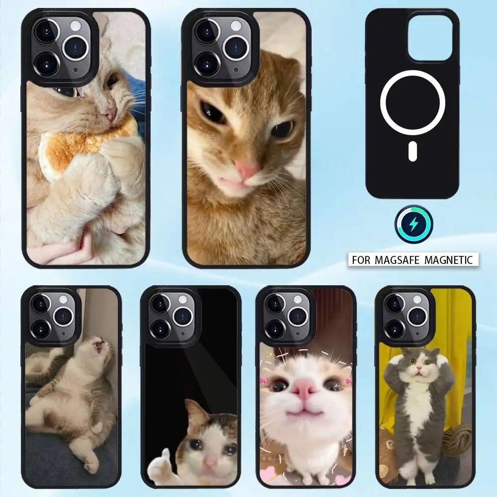 

Funny Cat Memes Phone Case For iPhone17,16,15,14,13,12,11 Plus,Pro Max Magnetic For Magsafe Wireless Charging