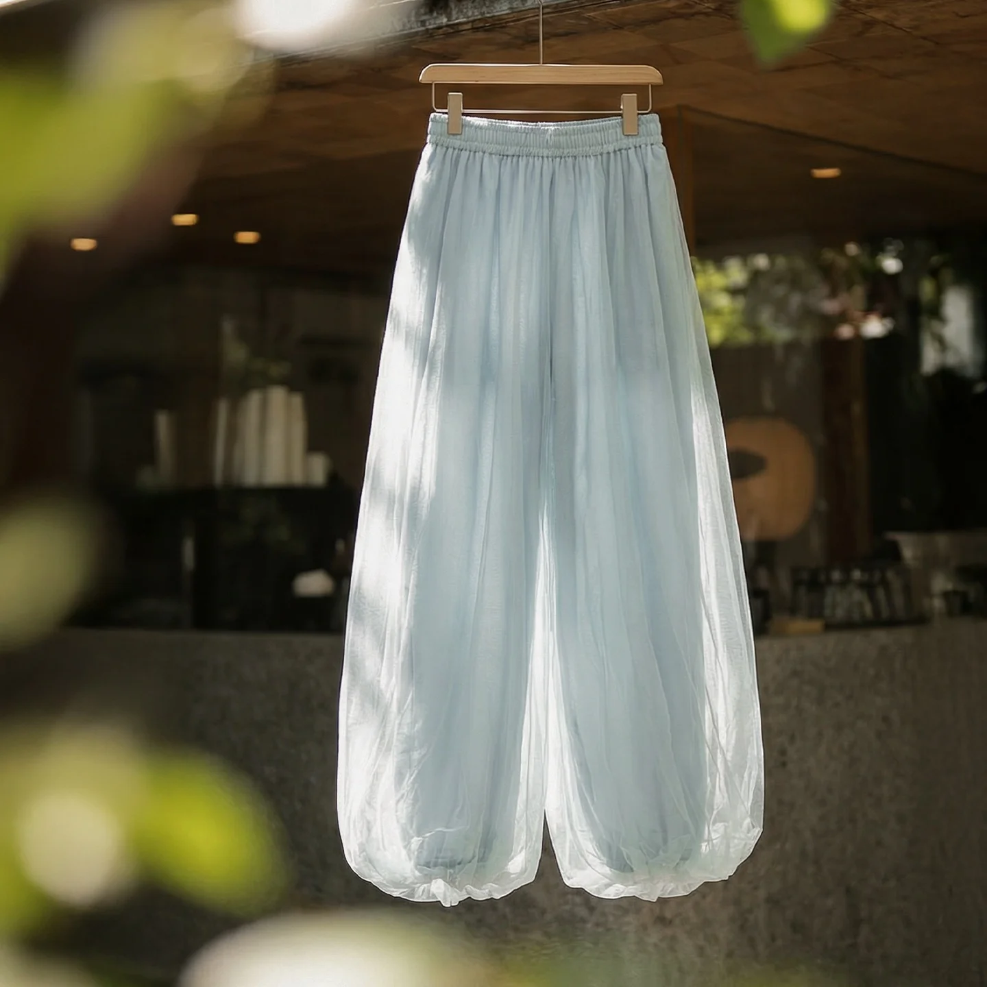 Maden Women's Elastic Waist Mint Mambo Cool Touch Draped Bloomers Lantern Jogger Loose Wide Leg Lazy Casual Summer Light Pants