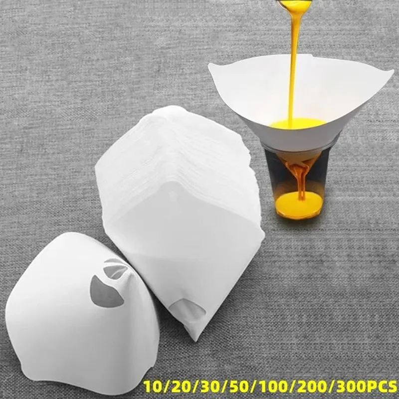 10/20/30/50/100/200/300 peças filtros de tinta de papel de malha filtros cônicos de tinta de papel filtro de malha cone funil 125 mícrons