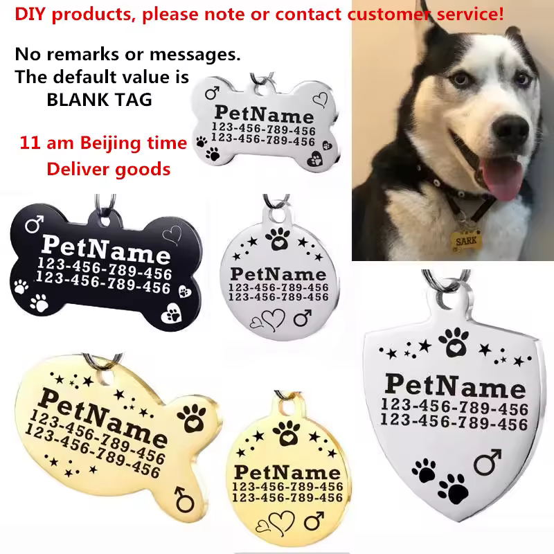 Dog ID Tag For Pet Collar Stainless Stee Accessories Personalized Puppy Cat Dog ID Tag Customized Pet Products Supplies