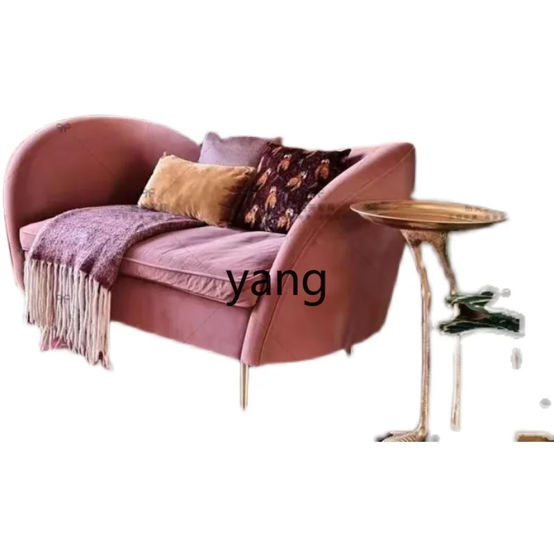 

Yjq Removable Washable Small Apartment Shaped Velvet Living Room Sofa Beauty Salon Reception Multi-Person Sofa