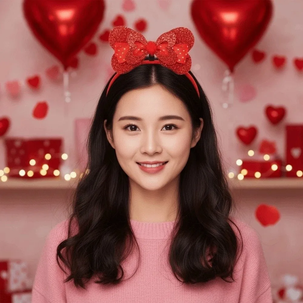 

Headdress Felt Valentine's Day Hair Hoop Plastic Sequins Shining Heart Hairband Sweet Red Festival Hair Accessories Men