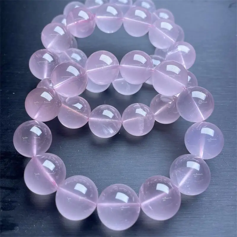 16MM Natural Rose Quartz Bracelet For Women Men Love Gift Crystal Beads Strands Jewelry Holiday Gift 1PCS