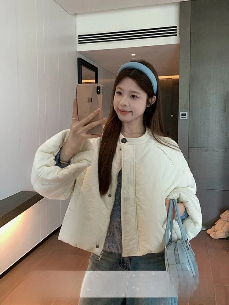 

Корейский Sle ort Свободный хлопковый жакет женский Sweet Sle Flower Bud Sve круглый Ne Теплая верхняя одежда Faionable All Seasons