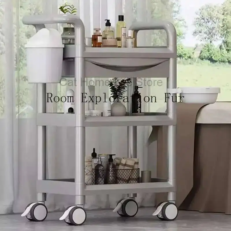 

Beauty Trolley With Wheels Acrylic Luxury Tattoo Salon Hairdressers Drawers Gold Professional Beautician Auxiliary Trolleys Spa