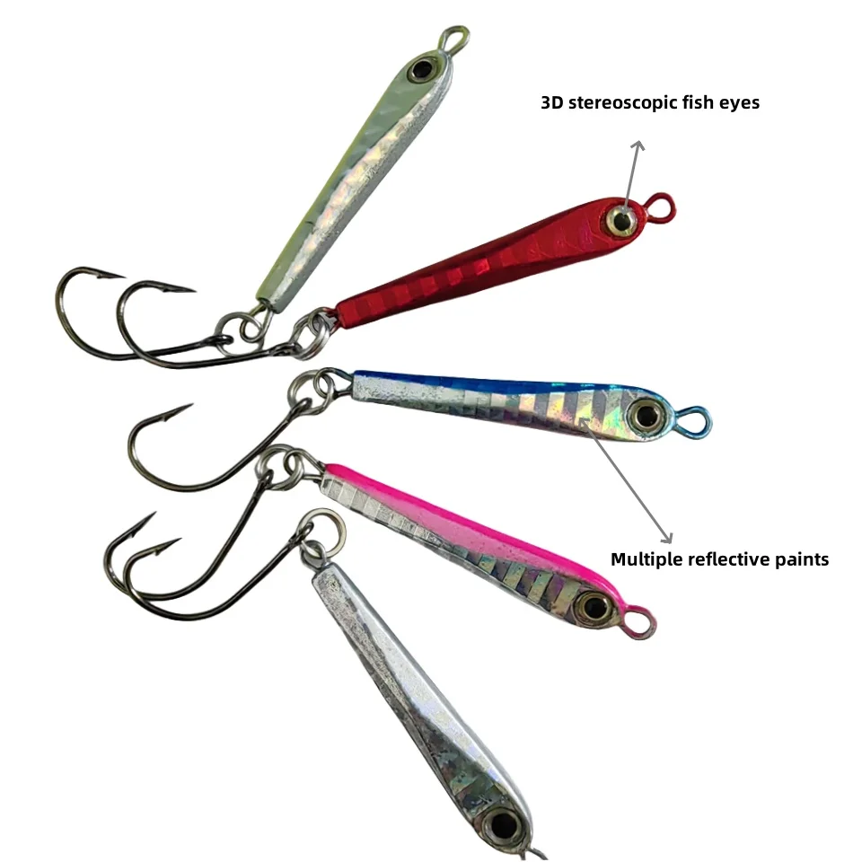 5Pcs Mini Metal Jig Fishing Lure 3g/5g Isca Artificial Bait With Single Hook Small Fish Fishing Accessories Fishing Tackles