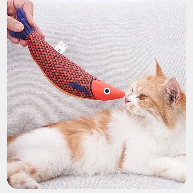 Catnip Cat Toy 3D Simulation Fish Kitten Playing Game Toys Pillowfish Interactive Sounding Cat Chew Bite Plush Toys Cat Supplies