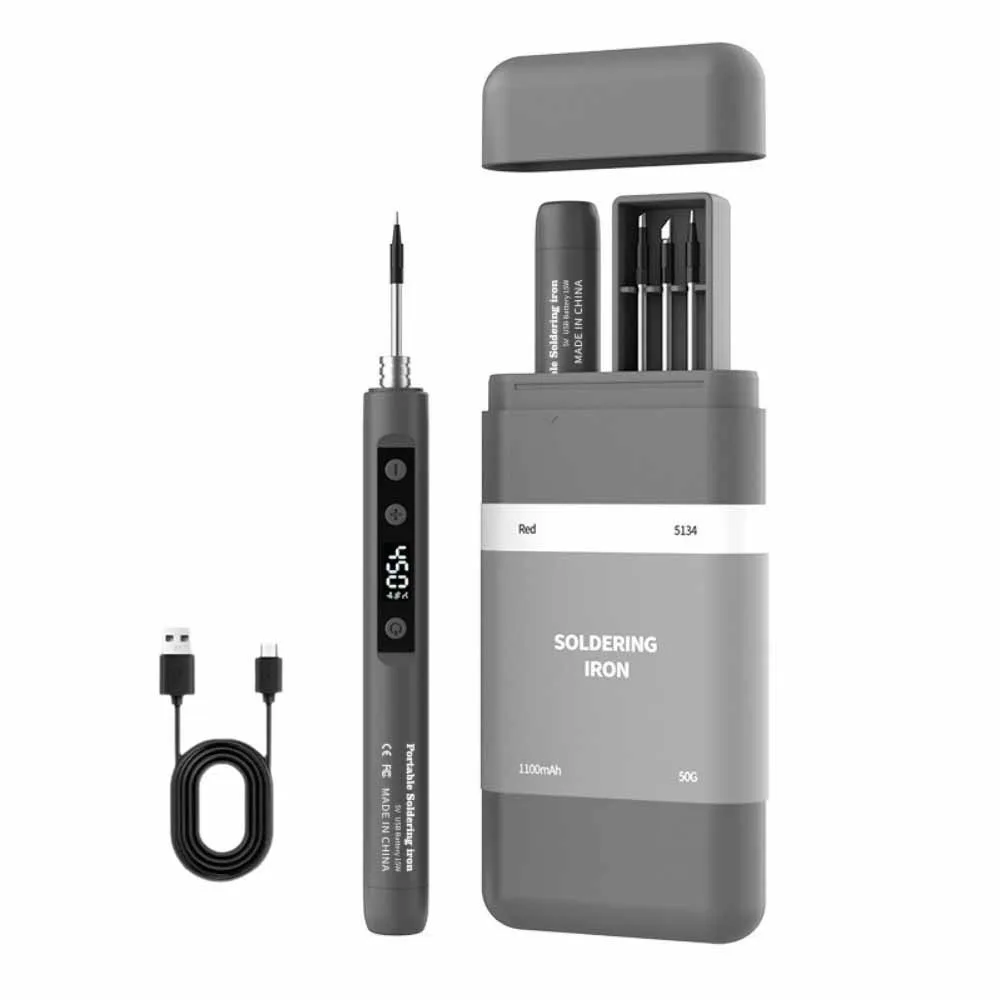 

Adjustable Temperature USB Soldering Iron Speed Heating Digital Display Electric Iron Solder Cordless 180-450 Celsius