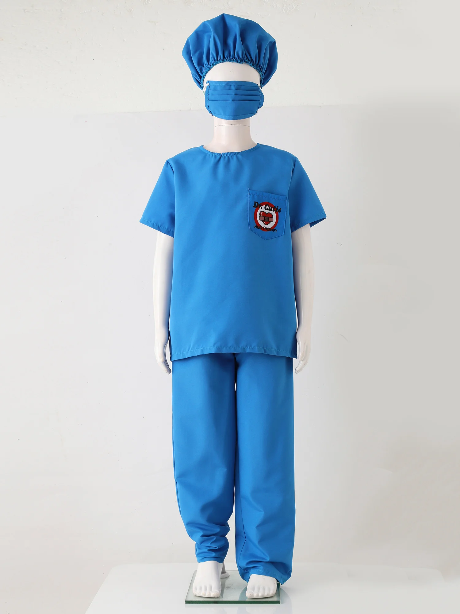 Kids Doctor Nurse Costume Cosplay Halloween Carnival Theme Party Performance Play House gioco di ruolo t-shirt pantaloni Cap con maschera