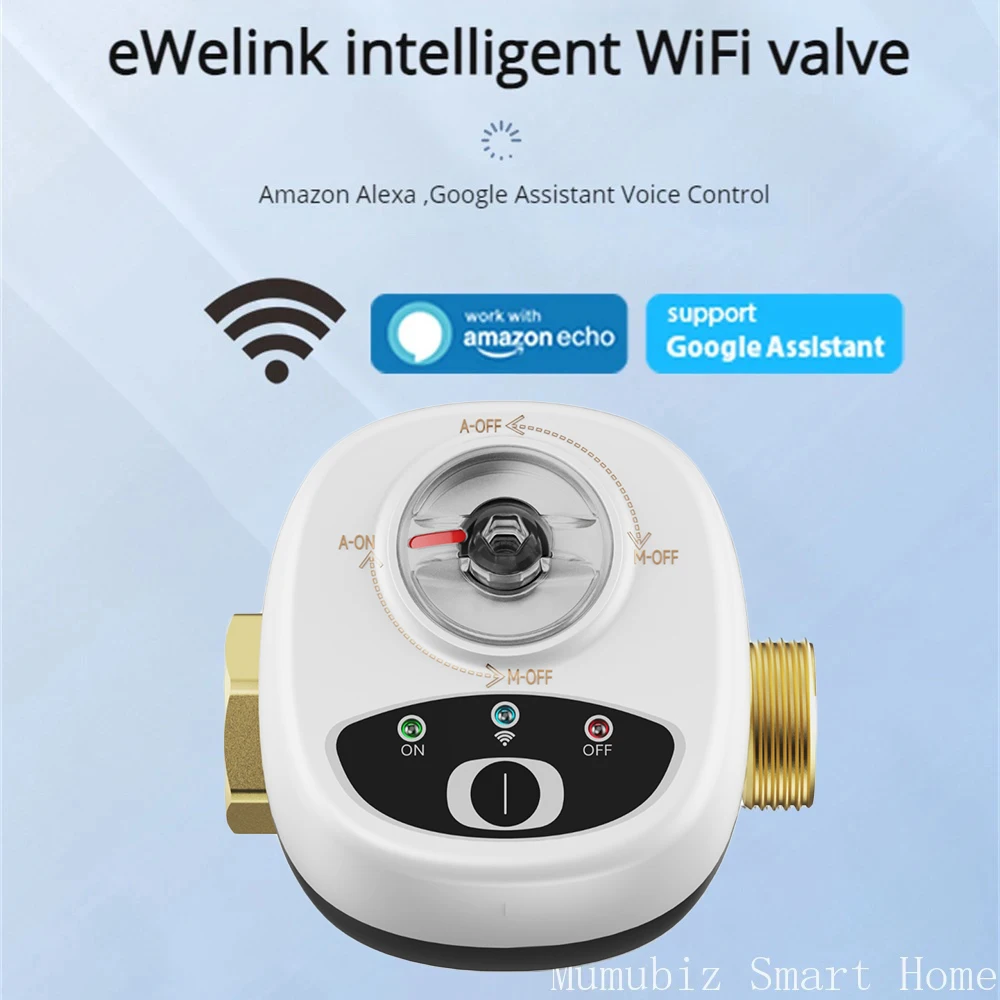 eWelink APP WiFi Smart Valve DN15 /DN20 /DN25 Smart Water / Gas Shutoff Automated Ball Valve Wireless Control Alexa Compatible