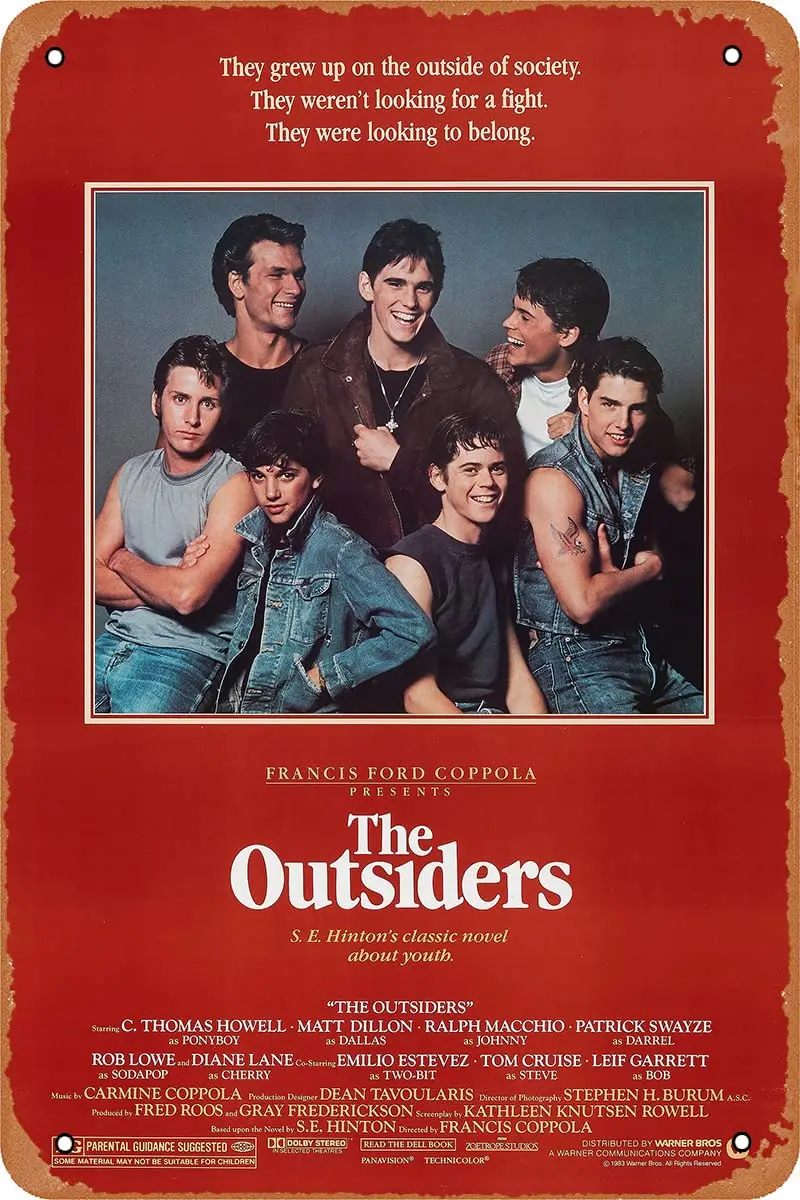 Vintage Style Tin Sign The Outsiders Movie Posters Retro Metal Sign for Cafes Bars Pubs Man Cave Wall Decorative