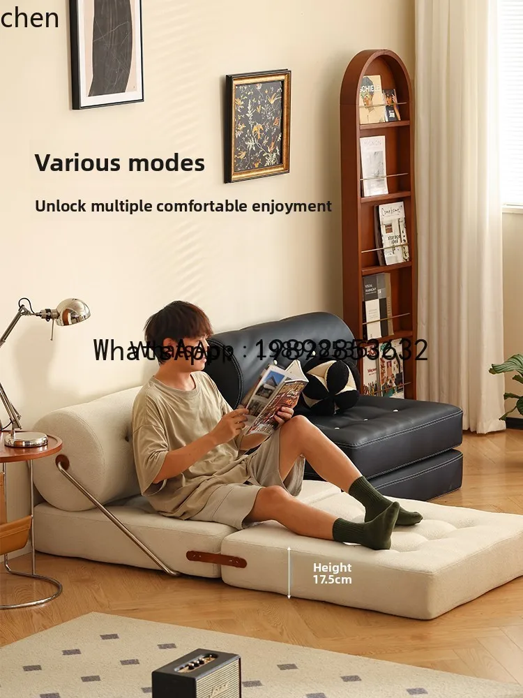 LYY أريكة سرير واحدة قابلة للطي كسول كتلة التوفو وحدة شقة صغيرة غرفة المعيشة أريكة جلدية حقيقية
