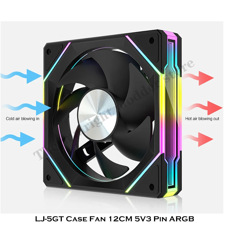 Computer Case Ventilador RGB Fan 120mm 5V 3pin ARGB PC Gamer Cabinet Cooler PWM, Classic and Minimalist Style Mute Ventilador