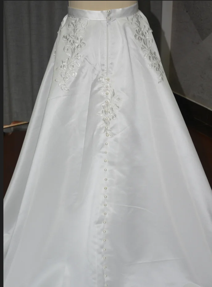 Vestido de novia con apliques de satén, falda extraíble, tren desmontable, accesorios de boda, tamaño personalizado