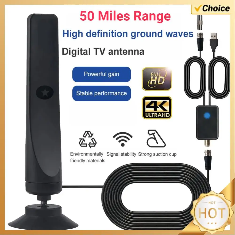 

TV Digital Antenna with Signal Booster HD Antenna Support 4K 1080P Portable Antenna 50 Miles Range Plug Play for Outdoor Indoor