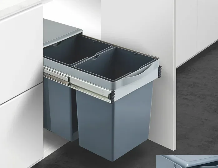 For Eternal C402 Sliding Garbage Bin 300 Cabinet Sliding Garbage Bin  10L+10L  Abs Iron Plastic Gray