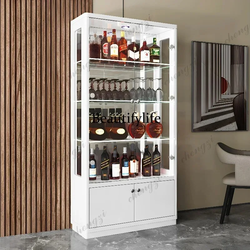 CC182 Simple modern living room multi-functional wall with lock display cabinet double door glass decorative cabinet