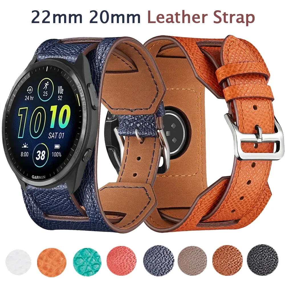 20/22 mm Ledergürtel für Garmin Forerunner 570 970 165 55 265 255 Luxus bequemes Armband für Garmin Vivoactive 6/Active 6