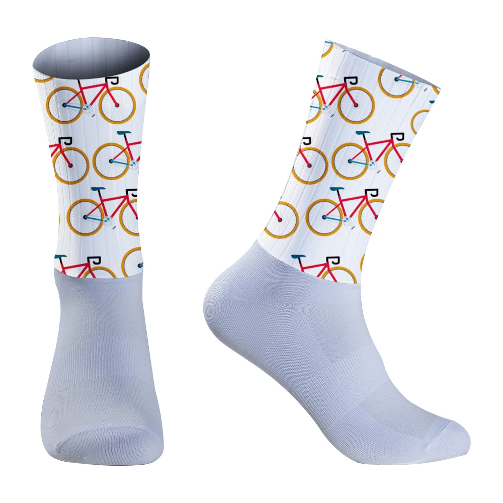 Chaussettes Aero hautes coordonnantes en silicone pour le cyclisme, le vélo, le sport, la course à pied, nouveau, 2024