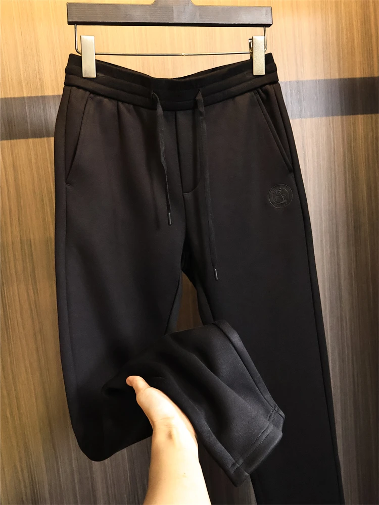 

Thiened трикотажные повседневные брюки мужские зимние Faion Ci Sle длинные брюки со средней талией прямые теплые и ветрозащитные брюки