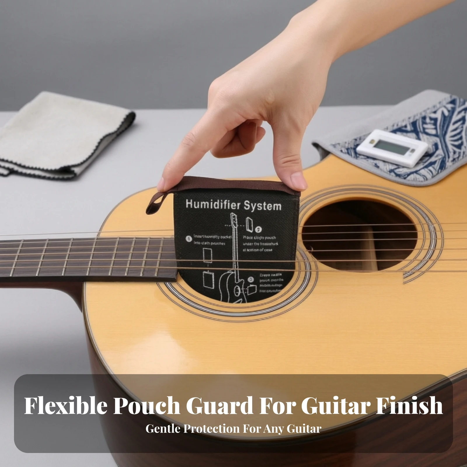 Guitar Humidifier Pouch Textile Instrument Humidifier Sleeve Music Accessory Low-Maintenance for Guitarists, Gig Bag