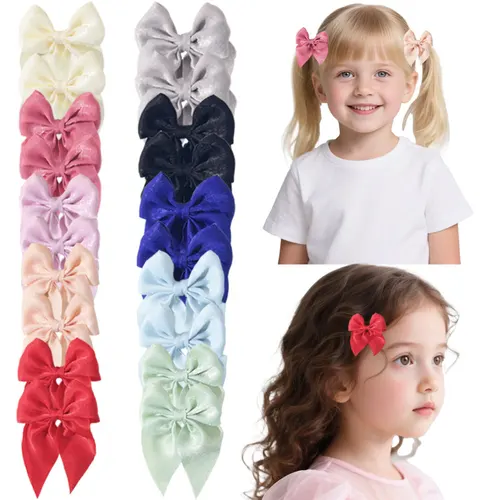 Imagen 2 del producto 2-4 Uds. Pinzas para el cabello con lazo de alegría de Color caramelo, horquillas con lazo para niñas, pasadores de mariposa bonitos, accesorios para el cabello de bebé, lazos de terciopelo