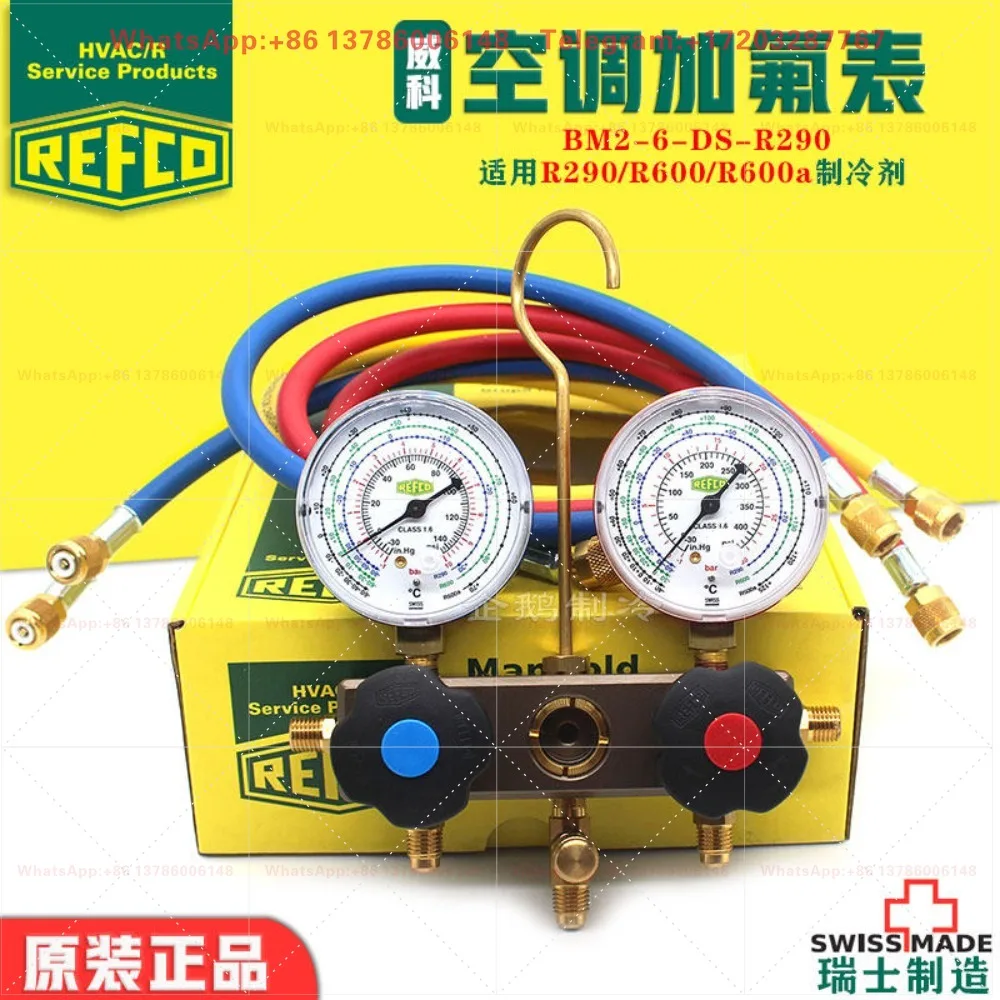 Original R290/R600/R600a refrigerator freezer fluorinated refrigerant refrigerant double head pressure gauge