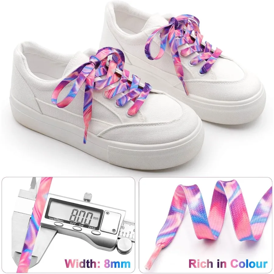 أربطة أحذية مسطحة متدرجة: أحذية رياضية مطبوعة ملونة 2 ص