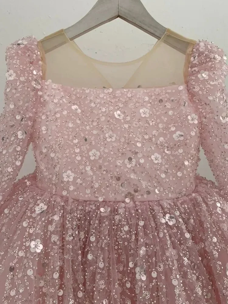 Vestido de noite infantil de lantejoulas princesa, festa de aniversário das meninas, batismo, casamento, boutique infantil