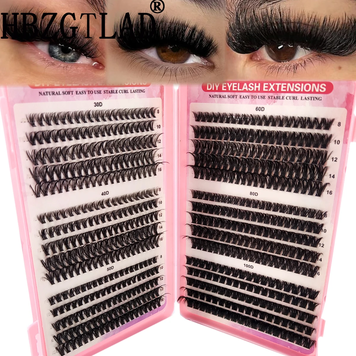 30D-120D Wimperncluster, spitzer Wimperncluster, Volumen, einzelner Wimperncluster, verlängerte spitze Wimperncluster, Make-up-Wimpern