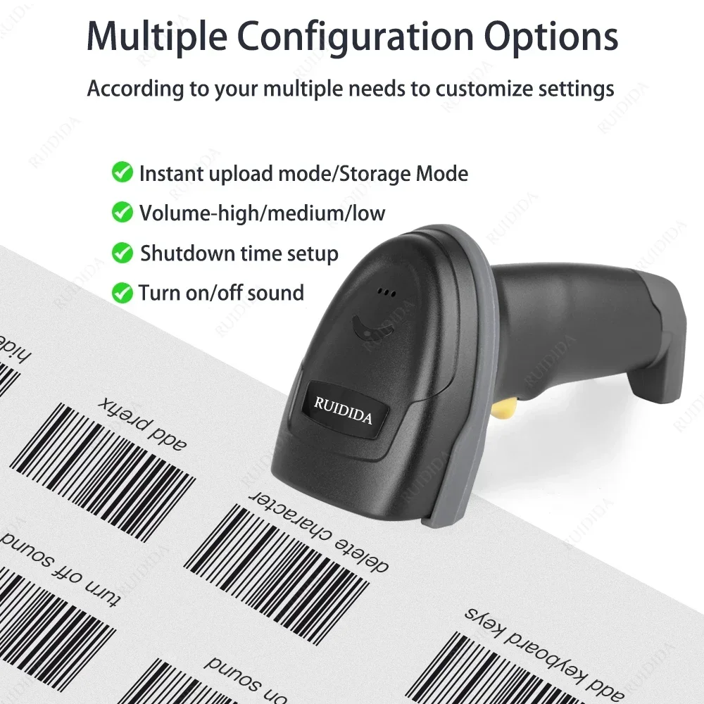 Wireless Bar Code Reader 1d 2d QR Code Scanner with charging Base Barcode Wireless Bar Reader Handheld Scanner DM Code PDF417