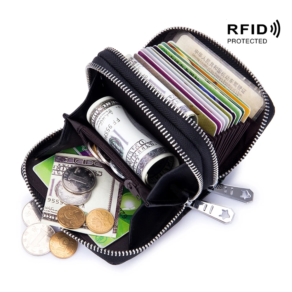 Coloured drawing or pattern of cattle pickup package more large capacity for rfid radio frequency scanning double zipper multi-f