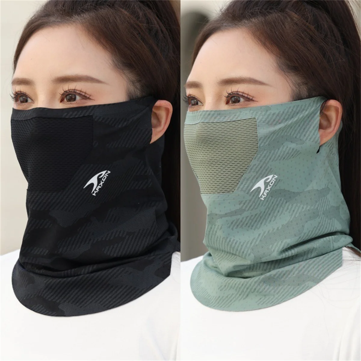 2pcs Summer men and women's ear-hanging sunscreen mask neck protection full face anti-ultraviolet ice silk cycling fishing outdo